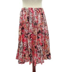 Christopher &‎ Banks Pink Floral Multicolor Panel A-line Skirt Size MP